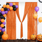 Eternal Beauty Orange Sequin Backdrop Curtains, 4 Panels 2x8FT - Image 2