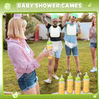 6 Sets Bottle Chug Baby Shower Games Juegos Para Plastic Baby Bottles Bibs Hat Disposable Diapers Gender Reveal Games Baby Changing Diaper Race Game Decoration (Green) - Image 6
