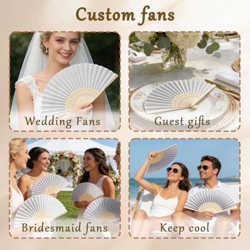 50 Pcs Personalized Wedding Fans, Custom Folding Hand Fans - Image 6