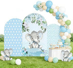 Arch Backdrop Cover Blue White Dots Pattern Arched Stand Covers Double-Sided Stretchy Photography Background for Birthday Baby Shower Parties Decor Banner - Image 6