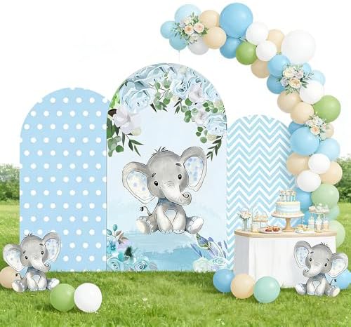 Blue Chevron Arch Backdrop Covers Double-Sided Arched Frame Stand Stretchy Fabric Covers for Birthday Parties Baby Shower Wedding Arch Tablecloth Decor Props - Image 6