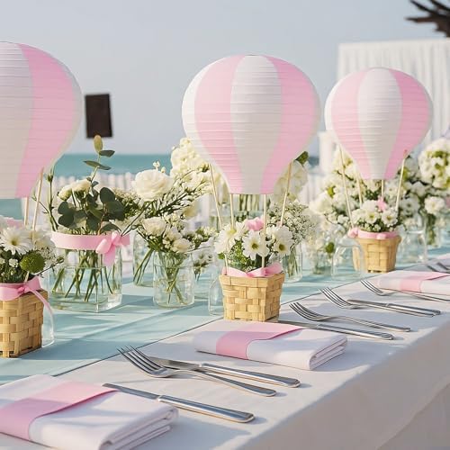 Meooeck 14 Sets Pink Hot Air Balloon Table Centerpieces Decor - Image 5