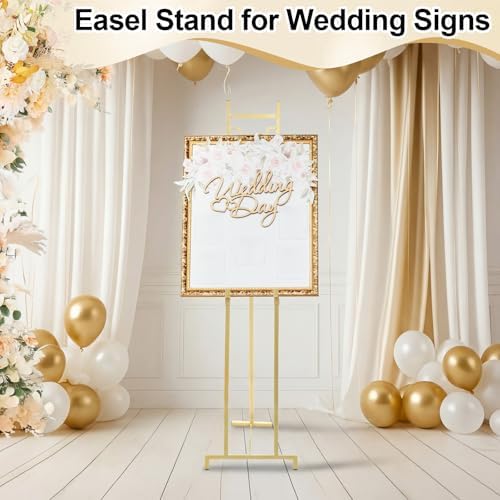 Feifeiya 1 Pcs Gold Floor Easel Stand 53 in, Square Metal - Image 5