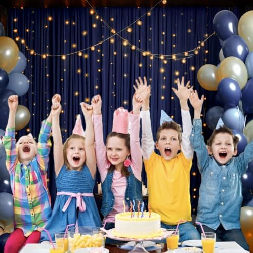 10 x 10 Feet Navy Blue Backdrop Curtain for Partie, Background Curtains for Photoshoot, Birthday, Wedding, Halloween, Thanksgiving, Christmas Day, New Year Party Decorations 5Ft x 10Ft, 2 Panels - Image 4