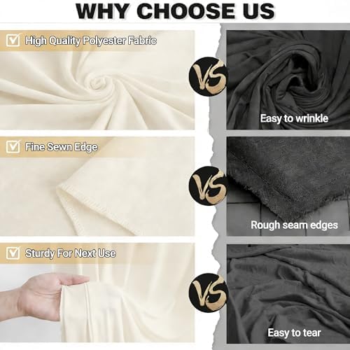20x12ft Ivory Backdrop Curtain Panels for Parties - Wrinkle Free Polyester Photo Curtain Backdrop Wedding Back Drop Fabric Drapes for Party Decorations Background for Photography - Image 5