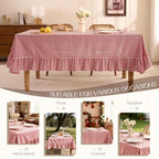 Romanstile Gingham Ruffled Tablecloth Rectangle, 60 x 84 Inch, Red - Image 6