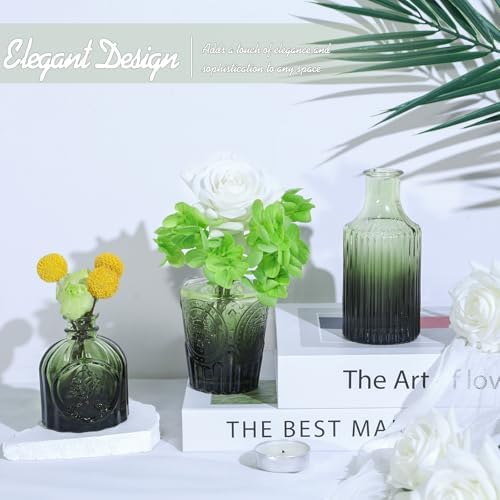 TBWIND 24pcs Green Glass Bud Vases Set - Image 6