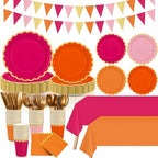 Mimorou 342 Pcs Pink and Orange Plates and Napkins Party Supplies by Mimorou