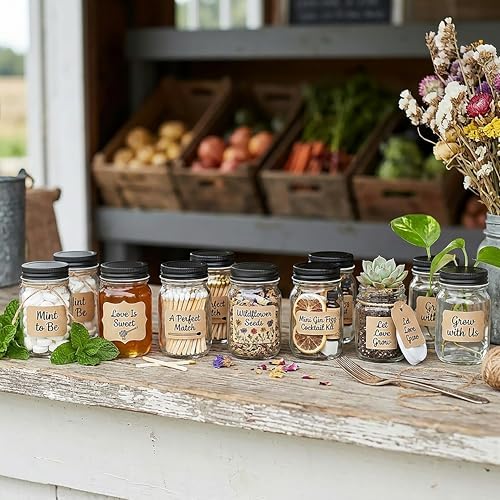 RetroPak Mini Mason Jars with Lids, 24 Pack, 3 oz Glass Honey Jars, Black - Image 7