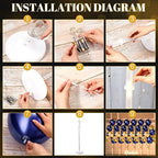 Wettarn 6 Set of Christmas Balloon Stand Kit for Floor with Balloons Light Strings Holder Centerpieces Balloon Column Kit Birthday Baby Shower Wedding Party(Gold Sequin, Navy Blue) - Image 2