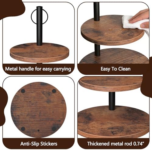 Cupcake Stand, 2 Pack Rustic Wood 3 Tier Cake Stand, Serving Tray - Image 5