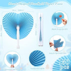 Unittype 150 Packs Heart Shaped Paper Fans for Wedding Guests,Baby Blue - Image 2