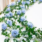 2 PCS 12FT Bendable Flower Garland, Fake Rose Vine for Wedding Decor,Blue by zhixinyue