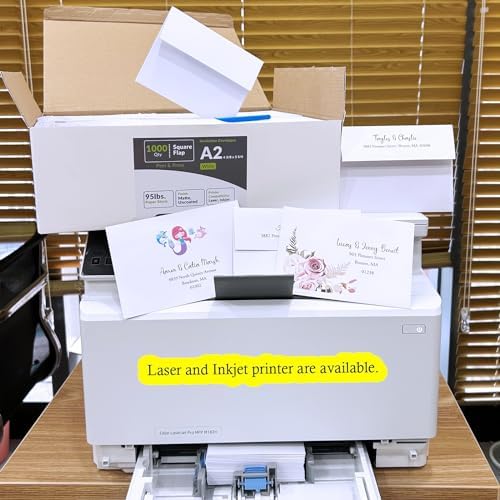 Winlyn 1000 Pcs White A2 Invitation Envelopes, Peel & Press Self Seal, 4 3/8 x 5 3/4 Square Flap, RSVP & Return Envelopes, 95lb. Paper, Perfect for Announcements, Greeting Cards, Letters (Pack of 2) - Image 7