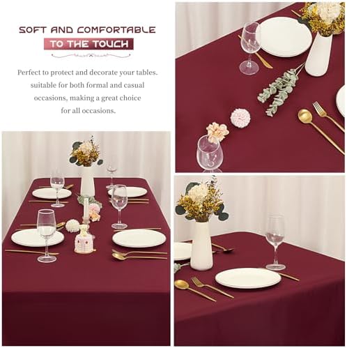 Showgeous 60x102 Inch Burgundy Rectangle Tablecloth 10 Pack Fit 6FT Table - Image 6