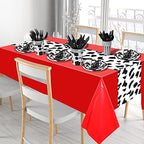 Oudain 222 Pcs Cow Dinnerware Set for 20 Guest Cow Tablecloth Plates and Napkins Cowgirl Party Decorations Cowboy Table Runner Plastic Black White Party Supplies(Black, White, Red,Classic) - Image 4