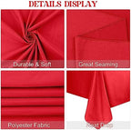 4 Pack Rectangle 60x102 Inch Red Polyester Table Cloth Washable Table Cover for Wedding Dining Table Buffet Parties Banquet Decoration（Red） - Image 4