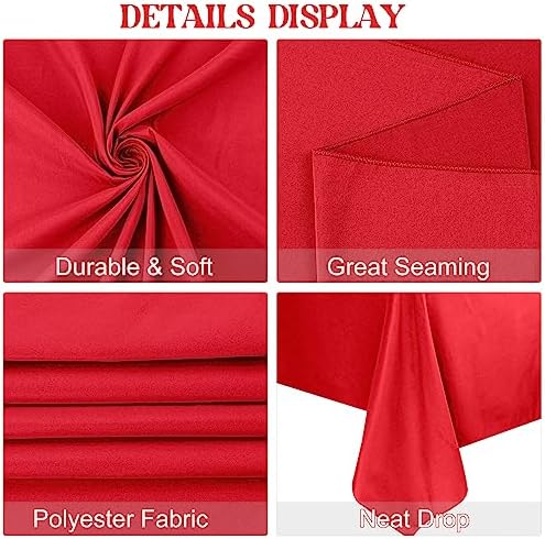 4 Pack Rectangle 60x102 Inch Red Polyester Table Cloth Washable Table Cover for Wedding Dining Table Buffet Parties Banquet Decoration（Red） - Image 4