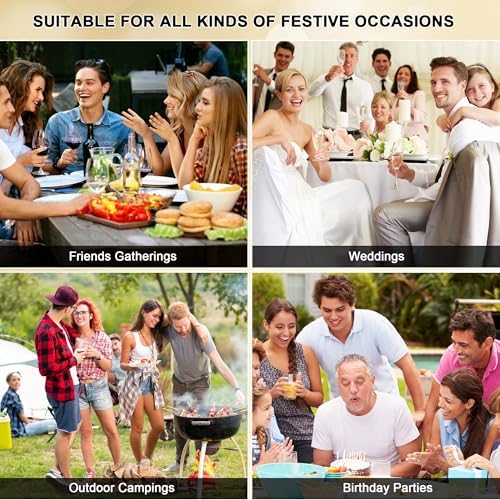 400 PCS Pre Rolled Cutlery Sets, Premium Gold Plastic Flatware Set Wrapped in Black Napkin, Disposable Cutlery Set with 100 Forks, 100 Knives, 100 Spoons, 100 Napkins for Wedding, Party, Dinner - Image 7