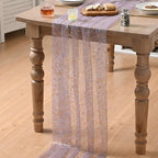 Artoid Mode 10Pcs Grayish Purple Gauze Gold Table Runner 10FT, Glitter Metallic Foil Sheer Dining Wedding Anniversary Holiday Table Decor for Home Party - Image 5
