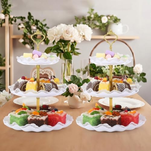 Patelai 12 Pack Plastic 3 Tier Cupcake Stand Holder, White - Image 7