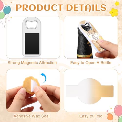 50 Sets Bear Baby Shower Favors Baby Shower Bottle Opener Favors Thank You Handheld Bottle Opener with Wax Sticker Gift Box for Guests Wedding Return Gifts - Image 3