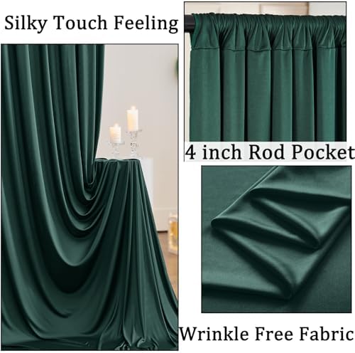 30ft x 10ft Wrinkle Free Hunter Green Backdrop Curtains for Parties, 6 Panels 5x10ft Polyester Green Photo Backdrop Drapes for Wedding Party Photography Background Jungle Theme Birthday Decor - Image 2