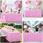 Pink Polyester Table Clothes for 8 Foot Rectangle Tables, Wrinkle Free Fitted Table Cover 8ft Stretch Tablecloths with Skirt for Parties Weddings Birthday Banquet Baby Shower - Image 7