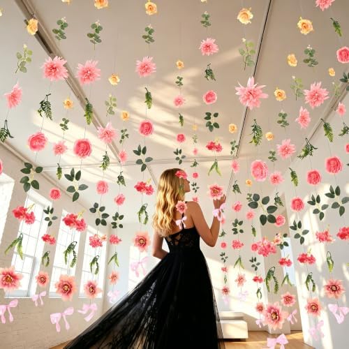 Livole 12Pcs 72Ft Wildflower Garland with Bow Hanging Flower Wall Backdrop - Image 3