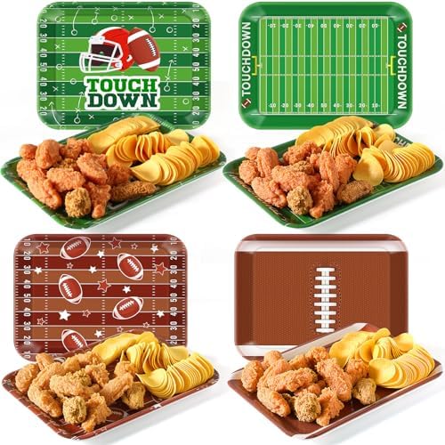 4 Pieces Football Serving Trays Melamine Platters by Tiangrid