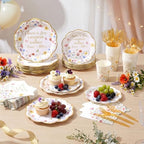 Pickmesh 400 Pcs Floral Bridal Shower Party Supplies Paper Plates Serve 50 - Image 4