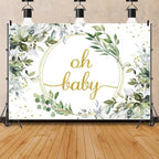 9x6ft Eucalyptus Oh Baby Shower Decorations Backdrop Green Leaves Gender Reveal Background Greenery Spring Leaf Boy Girl Baptism Party Announce Pregnancy Birthday Banner Photo Booth - Image 2