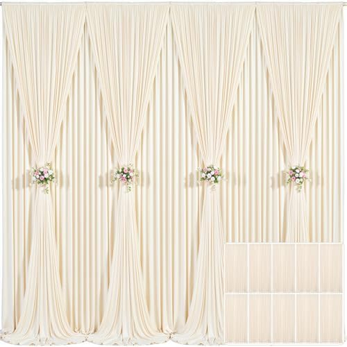 10 Panels Champagne Backdrop Curtain for Parties Wedding Baby Shower Wrinkle Free Photo Curtains Backdrop Drapes Fabric Decoration for Bridal Shower 50ft(W) x 10ft(H) by Tao-GePartyDecorations