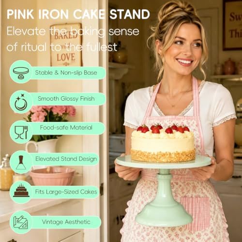 3 PCS Green Round Cake Stand Set, Multi Size Metal Cupcake Holders Stand for Birthday Wedding Banquets, Pastry Display Holders for Holiday Party Dessert Display Table Decor (8"/10"/12" Plate) - Image 4