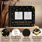Book Keepsake, Baby Memory Book From Pre-Birth to 5th Year, with 2 Photo Pockets, Milestone Stickers, Hand/Footprint Inkpad, Baby Album and Baby Book for Girls or Boys (Black) - Image 3