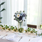 BLOSMON Artificial Flowers Ball Wedding Centerpieces 10 Pcs Dusty Blue Rose Artificial Flower Center Pieces Decoration for Table Silk Kissing Ball Floral Bouquet Arrangements Home Party DIY Decor - Image 3