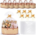 Reallnaive 6 Sets Empty Gift Baskets to Fill Large Bamboo Woven Baskets with Handles 15.8 x 7.9 x 6.3 inch Includes Clear Wrap Bags and Bows for Raffle, Baby Shower, Wedding,Thanksgiving Day by Reallnaive
