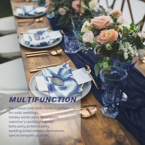 20 Pack Cheesecloth Table Runner - 17x108 Inch Navy Blue Boho Gauze Cheese Cloth Table Runners for Baby Bridal Shower Decoration Wedding Party Summer Garden Farmhouse - Image 5