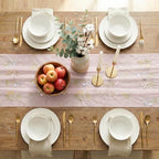 Artoid Mode 6PC Floral Light Pink Embroidery Table Runner 120 Inch 10FT - Image 5