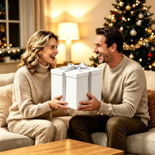 UoeRing 3 Pcs Large Gift Box Matte White 12x12x11 Inch with Lid - Image 5