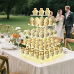 5 Tier Cupcake Stand,Clear Tiered Cupcake Tower with String Lights, Large Square Cupcake Holder Dessert Display for Baby Shower, Tea Party and Wedding - Image 6