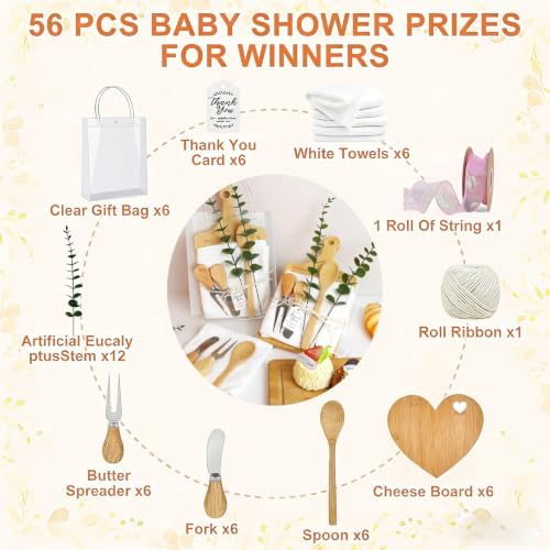 Baby Shower Prizes for Game Winners,6‑Set Bamboo Cheese Board Favors Gifts - Image 2