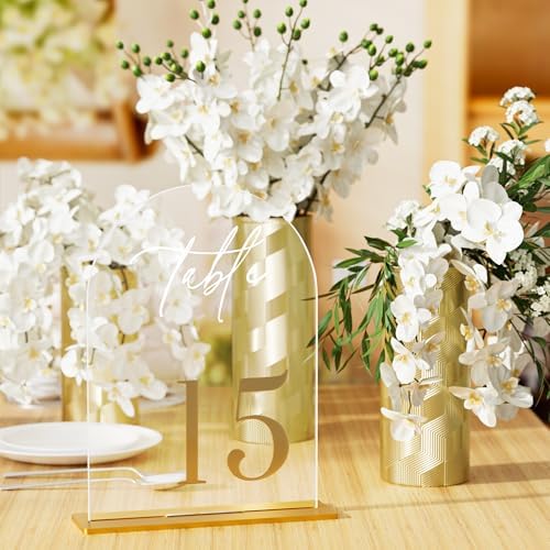 Arch Wedding Table Numbers 1-15 with Stands - 5.5x7 Inch, Clear - Image 3