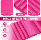 Tudomro 16 Pack White and Hot Pink Plastic Tablecloths Satin Runner Set - Image 4