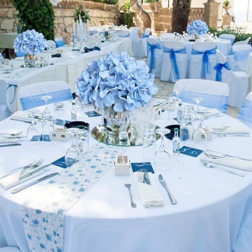 Light Blue Hydrangea Flower Balls for Centerpieces - 12 PCS - Image 4