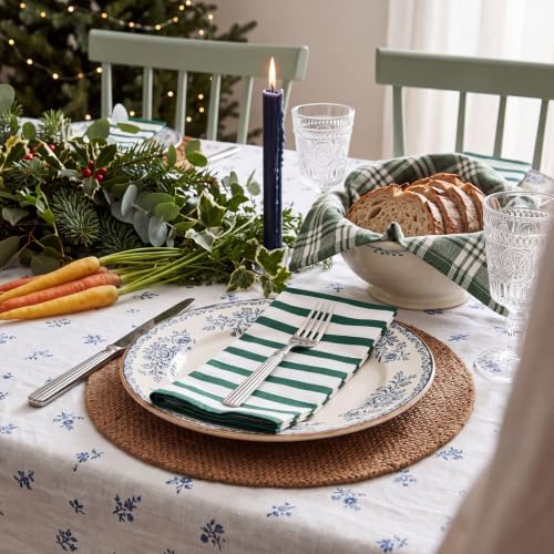 100 Pack Striped Linen-feel Napkins Bulk Striped, Green - Image 5