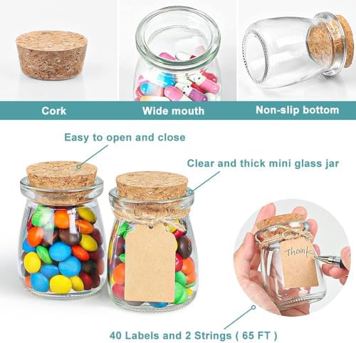 Ritayedet 3.4 Oz Small Glass Jars With Lids, 40 Pack Wedding Favors - Image 5