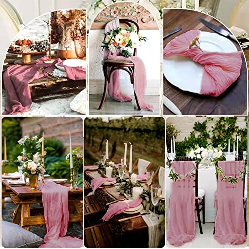 10 Pack Cheesecloth Table Runner 35 x 120 Inch, Dusty Rose - Image 6