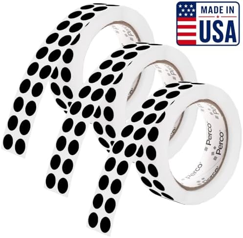 Perco Black Perforated Round Circle Dot Sticker 1/2-Inch Labels — 3 Rolls, 9,000 Stickers—Scrapbooks, Invitations for Cover-Up, Tiny Marking & Minimalist Coding, Strong Adhesive—Made in USA by Perco