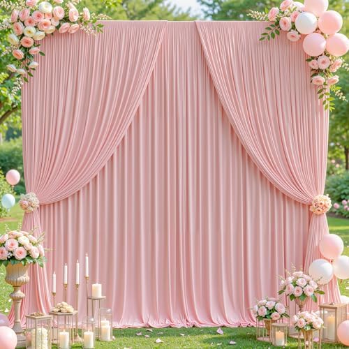 20x10ft Dusty Rose Backdrop Curtains for Wedding Parties Wrinkle Free Photo Backdrop Drapes for Photography Birthday Baby Shower Soft Fabric Party Backgournd for Photoshoot 5x10ft, 4 Panels by Partisky